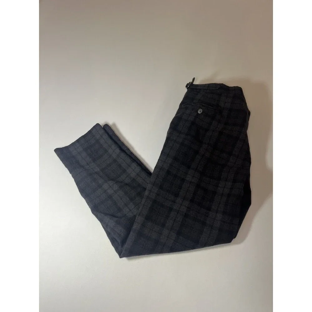 Brooks Brothers Milano Fit Wool Plaid Dress Pants – Men’s 35x29 – Gray/Black